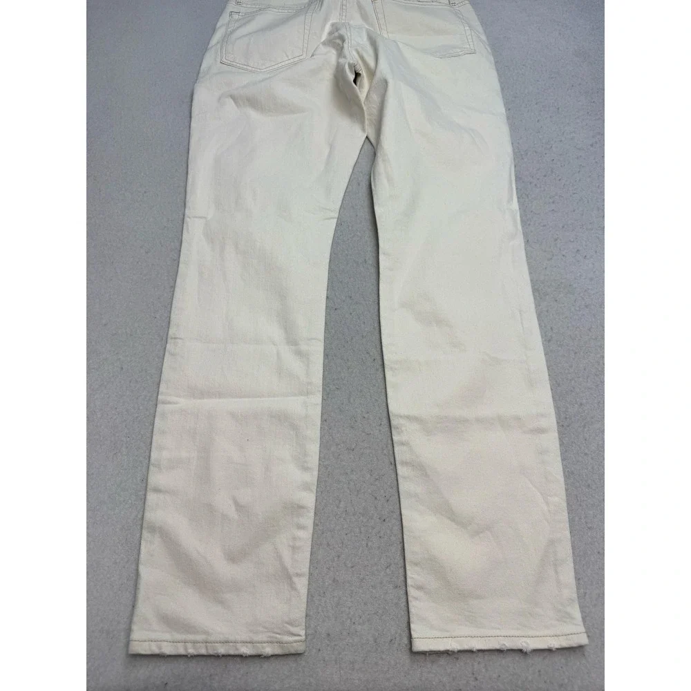 Frame L'Homme Slim Jeans Mens 33x31 Cream Distressed Stretch Light Wash Denim